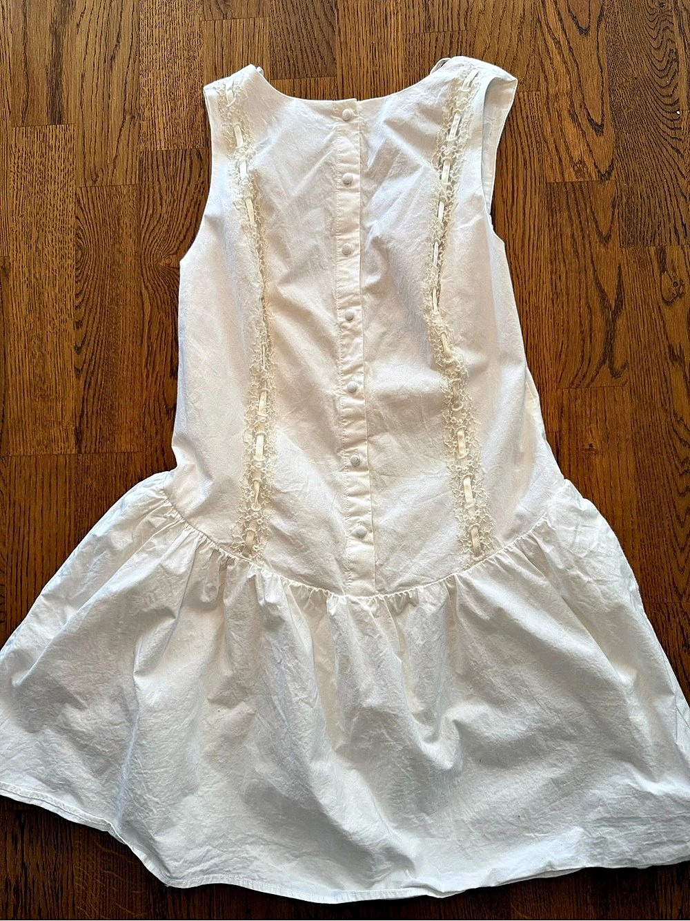 Zara Poplin Lace Dress White Mini Dress Like New